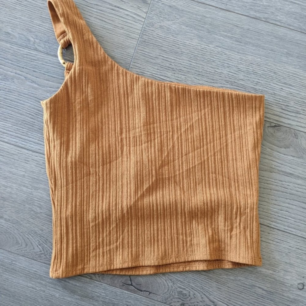 NWT / TOPSHOP / ONE SHOULDER CROP TOP / SIZE 6 / MUSTARD YELLOW - Picture 7 of 8